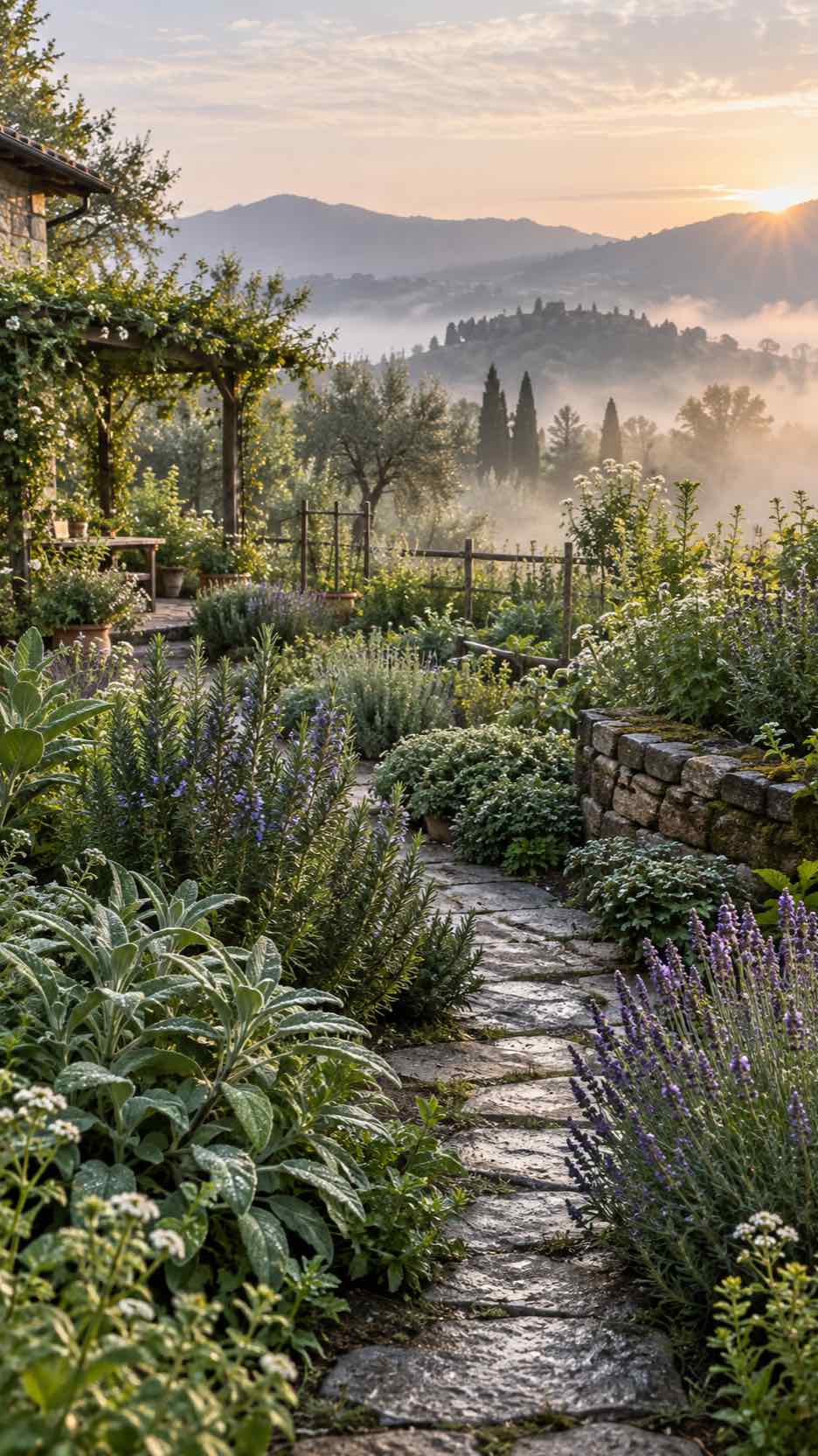 Herbal Garden in the Morning Mist